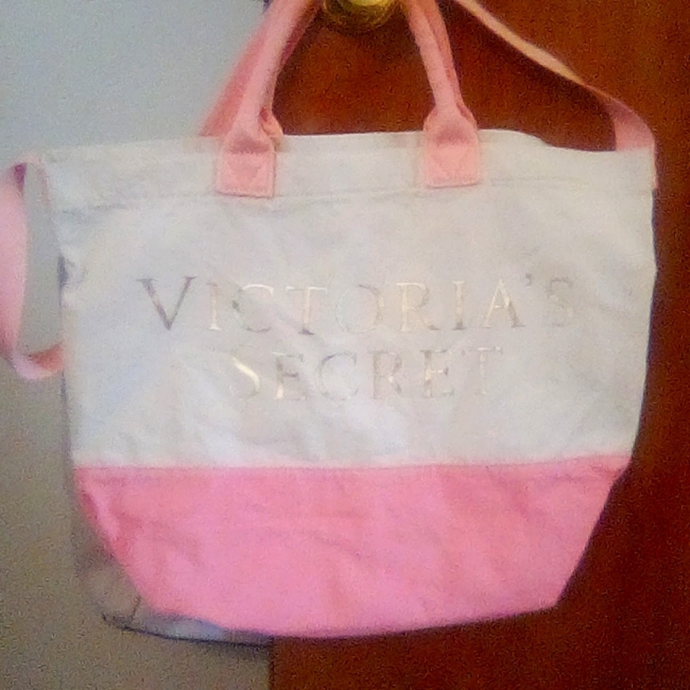 Victoria's Secret Pink and White Logo Canvas Tote